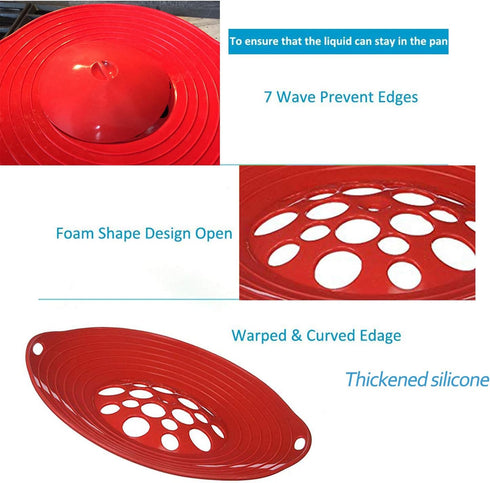 Silicone Boil Over Spill Stopper Lid - FDA Food Grade, BPA-free Instant Pot Cover Fits Openings 6" to 10" (Red)...