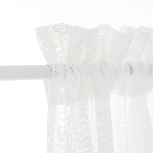 Aquazolax Front Door White Sheer Curtain Privacy Translucent Linen Textured French Door Curtain Panels Rod Pocket with Tie Back for Kitchen Door, ...