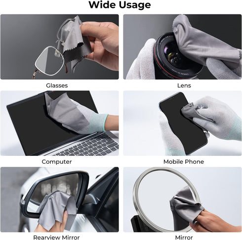 K&F Concept 10 Pack Lens Cleaning Cloth 15X18CM, Washable Reusable Microfiber Cleaning Cloth for Camera Lenses, Glasses, Screens, Cameras, Eyeglas...