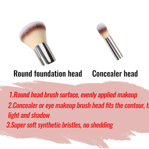 Dual-ended Foundation Brush Double Ended Kabuki Brush Concealer Brush Ideal for Liquid,Powder,Cream,Blending,Buffing,Concealer Sliver...