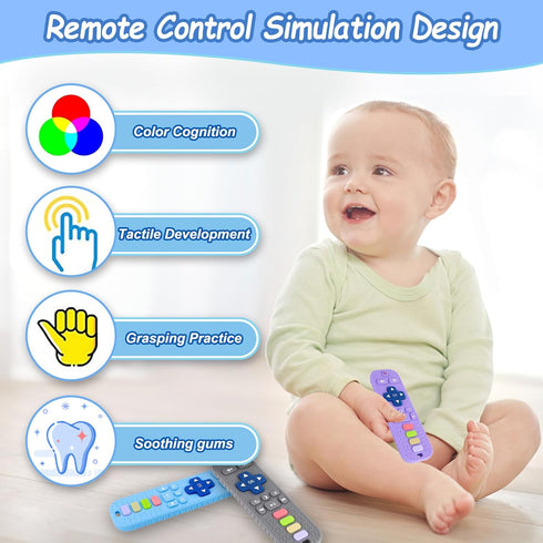 Baby Teething Toys, Silicone Remote Control Shape Teethers Chew Toys for Babies 0-24 Months (Black)...
