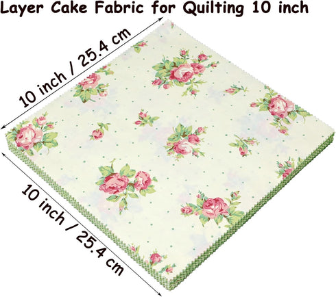 Layer Cake Fabric Squares Bundles for Quilting 10 inch Floral Cotton Precut Fabric Squares 10x10 for Sewing Crafting DIY Crafts Patchwork 42Pcs Gr...