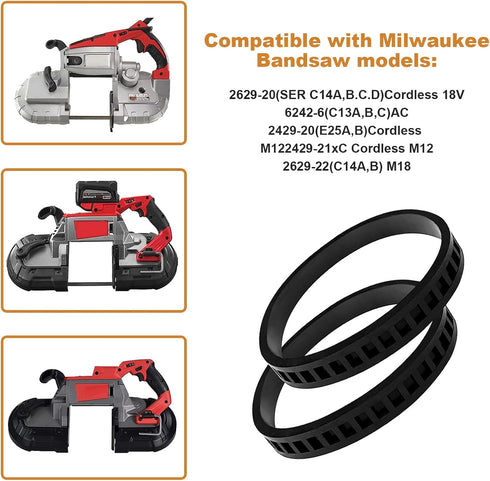 2 PACK 45-69-0030 Blade Pulley Tires Compact Band Saw Replacement For Milwaukee Bandsaw 2629-20 6242-6 2429-20...