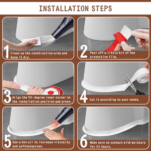 Caulk Tape, 2 Rolls Caulking Tape Sealant Strip, White Caulk Tape Waterproof Self Adhesive, Bathroom Shower Bathtub Toilet Caulk Strip with Sealin...