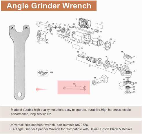 2 Pack N079326 Angle Grinder Wrench Replace Genuine Equipment for De-walt D28112, D28114, D28402, D28402B, D28402K, D28402N...