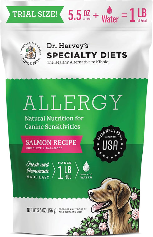 Dr. Harvey's Specialty Diet Allergy Salmon Recipe, Human Grade Dog Food for Dogs with Sensitivities and Allergies Trial Size (5.5 Oz)...