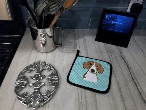 Caroline's Treasures BB1177PTHD Checkerboard Blue Beagle Pair of Pot Holders Kitchen Heat Resistant Pot Holders Sets Oven Hot Pads for Cooking Bak...