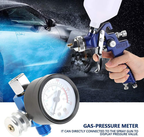 Air Pressure Regulator, Fydun 1/4” Spray Paint Gun Air Pressure Regulator Pressure Gauge Pneumatic Tool Accessory for Air Inlet Joint of Pneumatic...