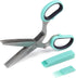 Jenaluca Herb Scissors with 5 Blades and Safety Cover - Cut, Chop & Mince Fresh Herbs & Leafy Greens - Stainless Steel Kitchen Shears with Cleanin...