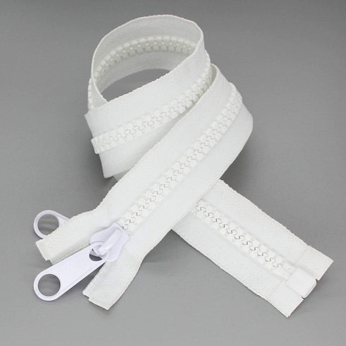 Leekayer 1PCS #10 96 Inch Heavy Duty Zipper for Sewing Separating Large Plastic Zippers White Tape with Double Pull Tab Slider, Sleeping Bag, Boat...