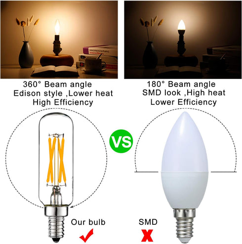 LiteHistory LED Bulb Dimmable 6W Equal Warm White 2700K T6 T25 E12 Candelabra Bulb 60 watt for Chandeliers,Ceiling Fan,Pendant,Wall sconces AC120V...