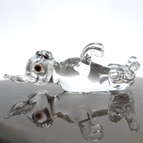 Chihuahua Miniature Tiny Figurines Hand Blown Glass Art Animals Collectible Dog-Lover Gift Home Décor (Clear)...
