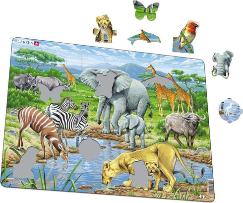 Larsen Puzzles African Savannah 65 Piece Children's Jigsaw Puzzle...