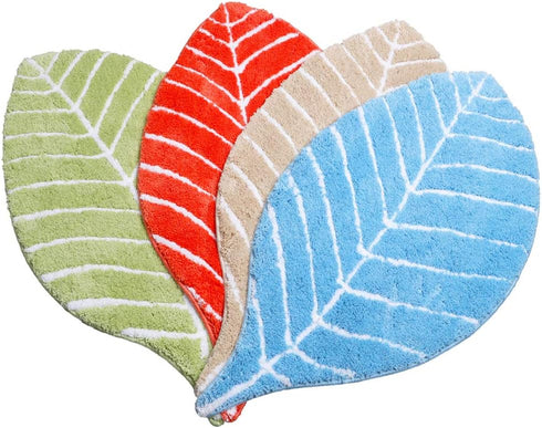 Cute Doormat for Kids - Microfiber Absorbent Bathroom Mats - Front Door Mat Carpet Floor Rug, Leaf Shape 19.7" x 37.4"...