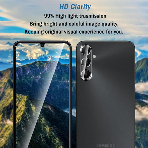 2+2 Pack for Samsung Galaxy A05s(Not A05) Screen Protector with Camera Lens Protector,Full Coverage 9H Tempered Glass Film,HD Clear Scratch Resist...