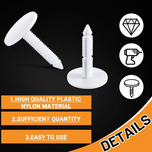 1 3/8 '' Vapor Barrier Christmas Tree Fasteners for Crawlspace Poly Liners Encapsulations Covers White Push Plastic Foam Board Fasteners (150 Pcs)...