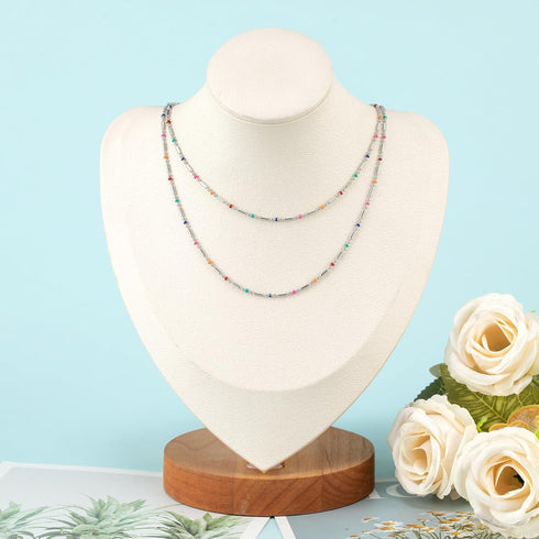 UMAOKANG 13 Feet Stainless Steel Chain for Jewelry Making Colorful Enamel Beaded Ball Chain Handmade Craft Chain Roll...