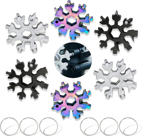 18-in-1 Snowflake Multi Tool Portable Stainless Steel Snowflake Bottle Opener/Flat Phillips Screwdriver Kit/Wrench Tools for Outdoor Camping Tool ...