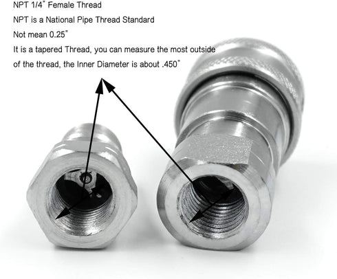 1/4" NPT Thread ISO-B Hydraulic Quick Disconnect Coupler Tractor Quick Coupling with Dust Caps...