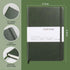 Grid Journal Bullet Notebook - Dark Green Leather Cover, 8.3 x 5.7Inch, 160 Pages, 100gsm Paper, Hardcover with Inner Pocket, Elastic Closure and ...