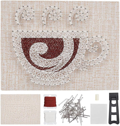 WEBEEDY DIY String Art Kit for Adults Beginner, Coffee Tea Cup Adults Crafts Project 3D Nail String Art Supplies with Frame Accessories for Holida...