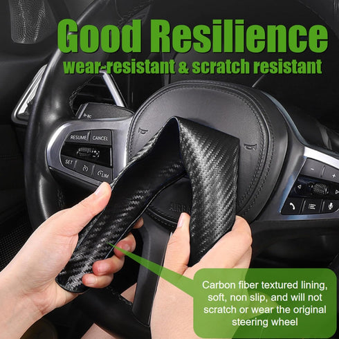 WSSROGY 3 Pack Carbon Fiber Car Steering Wheel Cover, Anti-Skid Segmented Steering Wheel Protector, Butterfly Steering Wheel Cover, Universal for ...