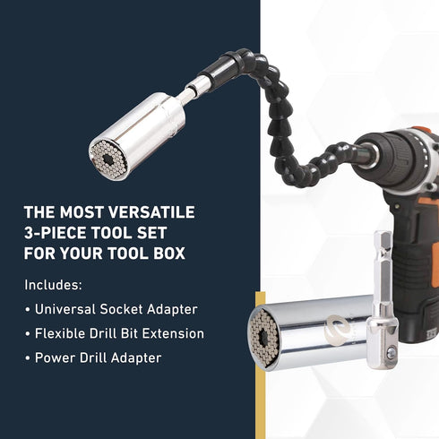inZaynity Universal Socket Tool - Flexible Drill Bit Extension with Power Drill Adapter for Home Improvement, Construction, DIY, & Carpentry - Coo...