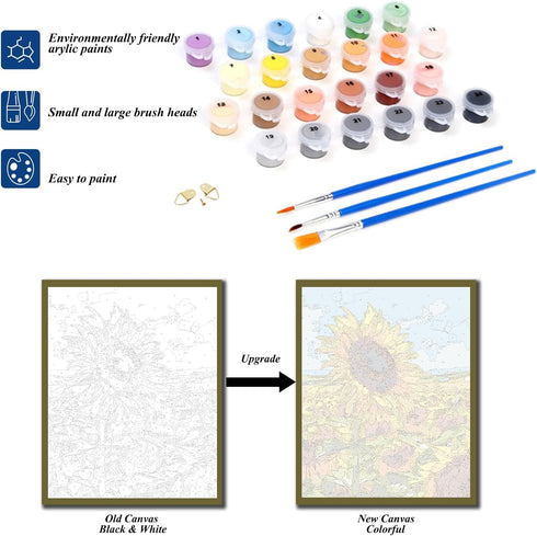 shinefly Paint by Numbers for Adults Beginners Home Acrylic Paint by Numbers Kits for Kids on Canvas 16x20 inch, Evening Bonfire...