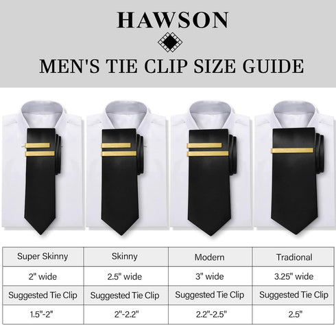 2.2 Inch Tie Clips for Men’s Regular tie in Gift Box, Tie bar & Pins Set for Necktie in Black Red White Blue Color, Suitable for Wedding Anniversa...