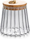 FANTESTICRYAN Glass Coffee Nuts Canister Airtight Storage Jar Petal Decorative Container with Bamboo Lid Metal Handle Easy to Grasp 700ml, 23 FL O...