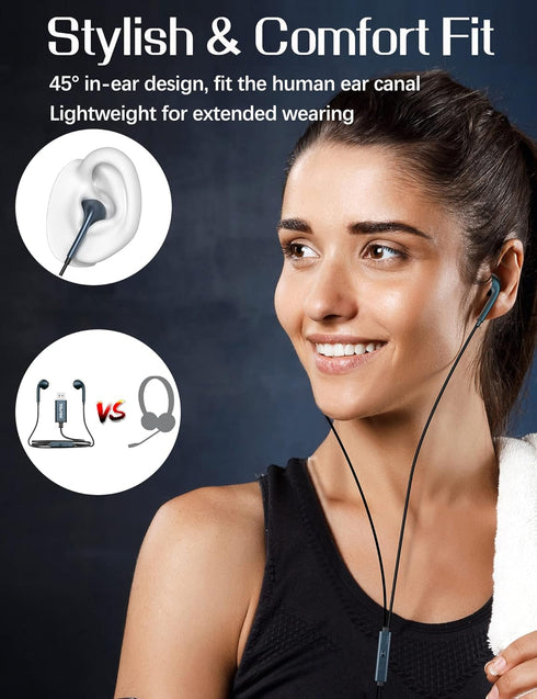 USB Earbuds with Microphone for PC Laptop, 2M/6.5ft USB Headset with Microphone for PC, USB Headphones for Computer Laptop PC PS4 PS5 Notebook Des...