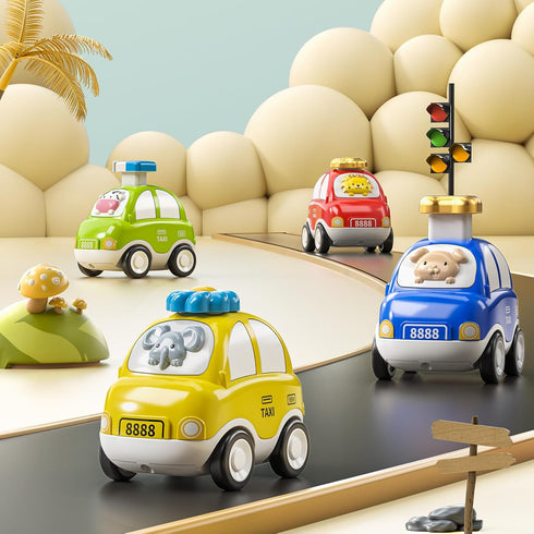 TEMI 4PCS Inertia Animal Car Toys with Play Mat/Storage Bag for Toddlers Toy Age 1-3, Baby Toys 1 2 3 Years Old Boys Birthday Newborn Gifts...