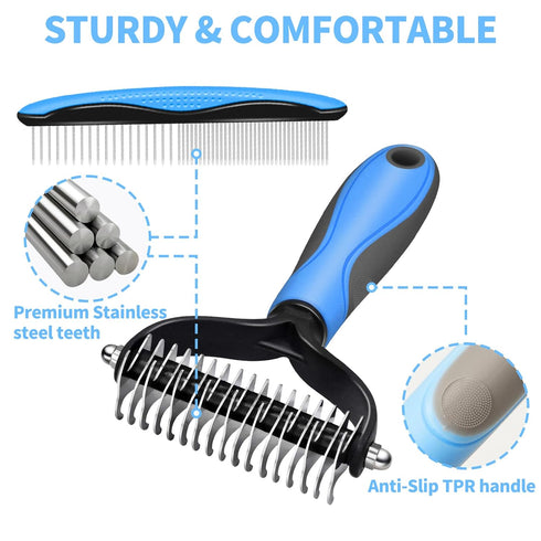 Pet Comb for Dogs and Cats, 2 in 1 Pet Hair Remover Comb with Metal and Rubber Teeth, Suitable for Long and Short Hair Animals...