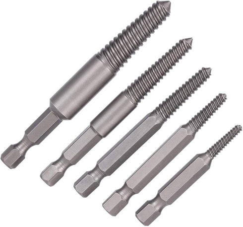 5pcs Broken Head Screw Screw Extractor Hex Handle Electric Extracting Tool Damaged Bolts Removal Tool Easy Out Kit...