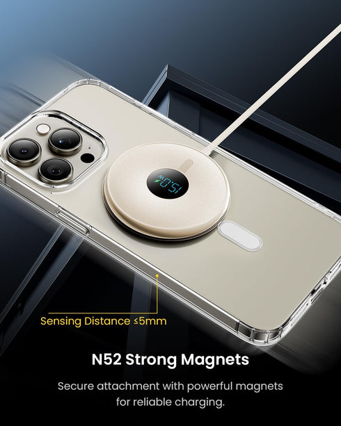 15W Magnetic Wireless Charger with LED Power Display, Magnetic Charger, for iPhone 15/15 Plus/15 Pro/15 Pro Max/14/13/12 Series, Airpods 2/3/pro/p...