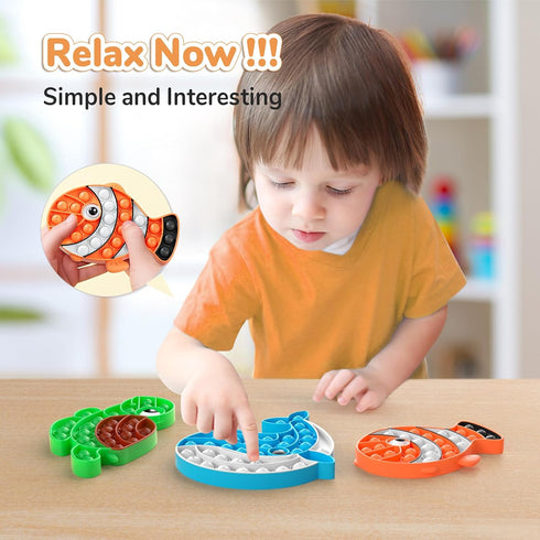 3 Pack Sensory Fidget Poppers Push Bubble Toy, Silicone Squeeze Autism Anxiety Stress Relief Educational Popping Toys for Kids Adults - Clown Fish...