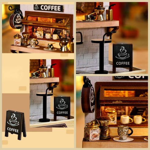 Flever Dollhouse Miniature DIY House Kit Creative Room with Furniture for Romantic Valentine's Gift (Coffee Time)...