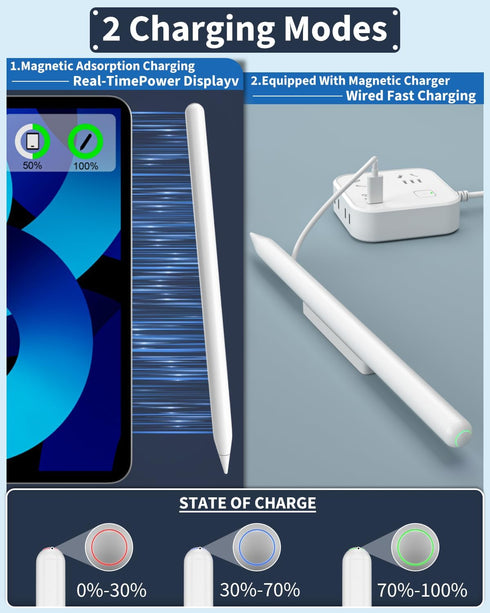 iPad Pencil 2nd Generation with Magnetic Wireless Charging,With Apple Pencil Magnetic Charger,Compatible with iPad 6/7/8/9/10,iPad Pro 11 in 1/2/3...