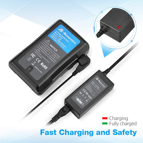 Powerextra D-Tap Charger with D-Tap Cable for V Mount Battery V Lock Battery Gold Mount battery Compatible with Sony BP-U65 BP-U68 Sony HDW-800P P...