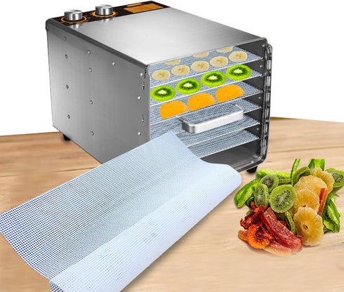 Bluedrop Pack of 5 Premium Non Stick Silicone Dehydrator Sheets For Fruit Dryer Mesh Dim Sum Mesh Dumpling Steaming Screen Mat...