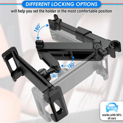 Holder for Car Universal Phone Mount Car Tablet Holder - Black Car Phone Holder Mount iPad Car Holder Back Seat Switch Head Rest Mount - Adjustabl...