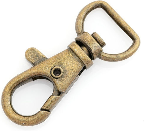 CRAFTMEMORE Swivel Lobster Claw Clasps Classic Trigger Snap Hooks CS10 Purse Landyard Clip 5/8" 3/4" 1" Pack of 10 (5/8 Inch, Antique Brass)...