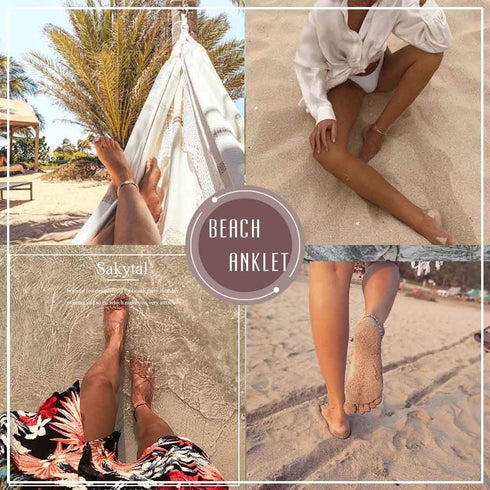 Boho Flower Ankle Bracelets Silver Heart Hanging Anklets Beach Foot Bracelet Jewelry for Women(1PCS)...
