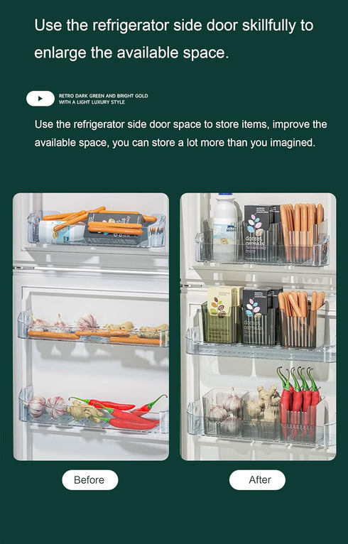 Set of 2 Storage Organizer Bins Wall Mounted Floating Shelves Fridge Organizer Stackable Clear Plastic Storage Bins for Wall, Refrigerator, Kitche...