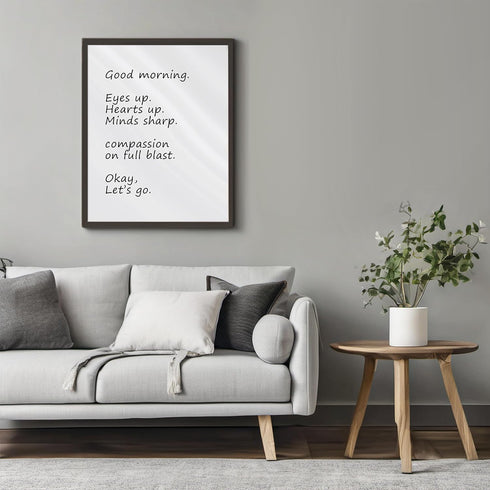 Posterizer 1 pcs-Good morning , eyes up , hearts up-Typography Art-Motivational & Inspirational Art-Gift for Men Women Entrepreneur Teens-Living R...