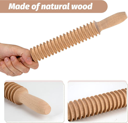 Beech Wood 7mm Fettuccine Pasta Cutter Noodle Lattice Roller Docker Dough Cutter Wooden Rolling Pin Spaghetti Pasta Maker Beechwood Noodle Cutter ...