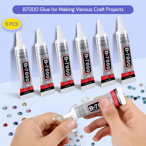 6PCS B7000 Jewelry Glue for Jewelry Making, FITTDYHE 15ML/0.5fl oz Clear Glue DIY Craft Glue Rhinestones Glue, Waterproof Stong Bond Adhesive Glue...