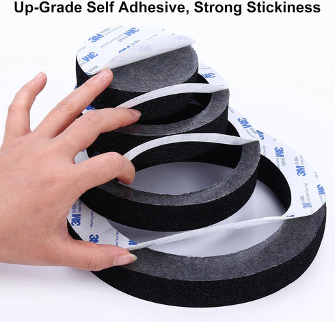 6.5" Foam Speaker Enhancer, 4PCS Self Adhesive Car Door Speaker Foam Rings, Car Door Speaker Fast Rings, 6.5" Speaker Baffle, Universal High Rebou...