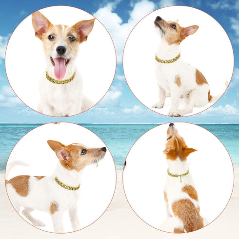 2 Pieces Dog Link Chain Gold Necklace Chain for Dogs ABS Plastic Dog Golden Collar Chain Puppy Costume for Dogs (10 Inch (25+7 cm))...