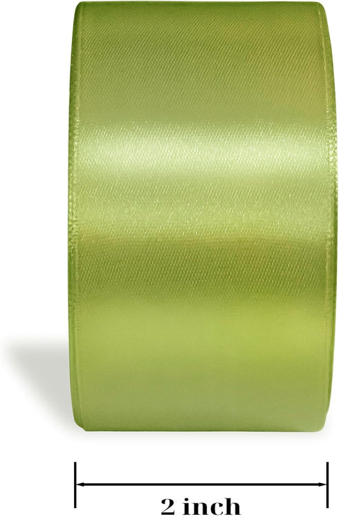 2 inch Light Olive Ribbon Satin Double Face Ribbons for Gift Wrapping Party Decoration Floral Arrangement Silk Ribbon for Wedding Decor Ribbon Lig...